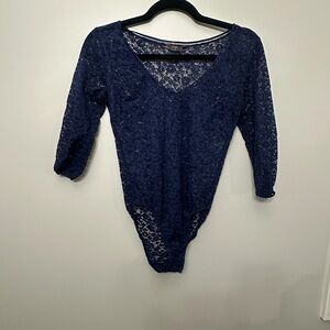 Victoria Secret Blue Lace Bodysuit Size S